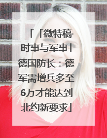 「微特稿·时事与军事」德国防长：德军需增兵多至6万才能达到北约新要求