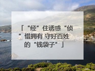 “经”住诱惑“侦”惜拥有 守好百姓的“钱袋子”