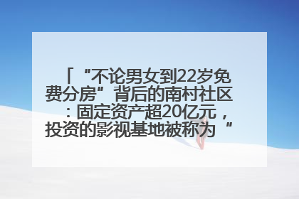 “不论男女到22岁免费分房”背后的南村社区：固定资产超20亿元，投资的影视基地被称为“山村好莱坞”