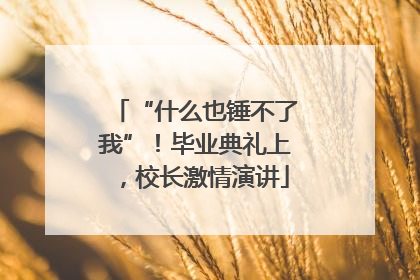 “什么也锤不了我”！毕业典礼上，校长激情演讲