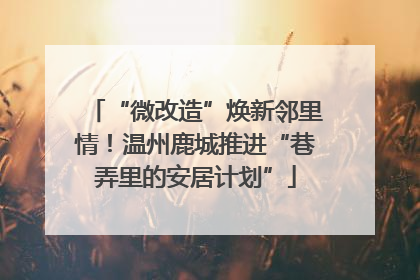 “微改造”焕新邻里情！温州鹿城推进“巷弄里的安居计划”