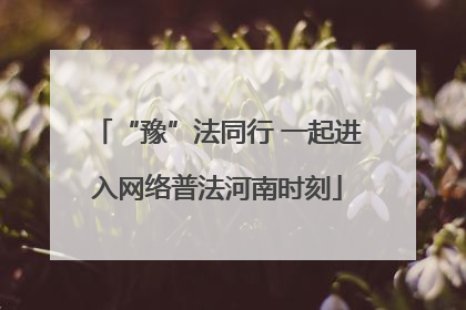 “豫”法同行 一起进入网络普法河南时刻