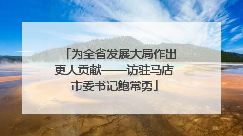 为全省发展大局作出更大贡献——访驻马店市委书记鲍常勇