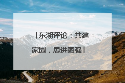 东湖评论：共建家园，思进图强
