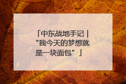 中东战地手记｜“我今天的梦想就是一块面包”