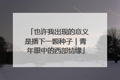 也许我出现的意义是播下一颗种子｜青年眼中的西部情缘