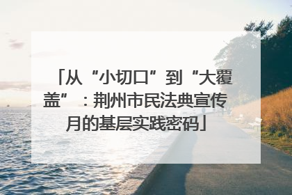 从“小切口”到“大覆盖”：荆州市民法典宣传月的基层实践密码