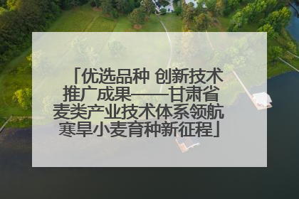 优选品种 创新技术 推广成果——甘肃省麦类产业技术体系领航寒旱小麦育种新征程