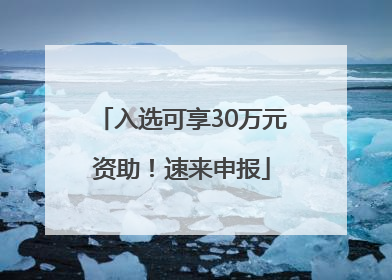 入选可享30万元资助！速来申报