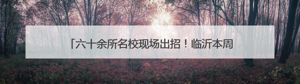 六十余所名校现场出招！临沂本周末这两场中招会家长千万别错过