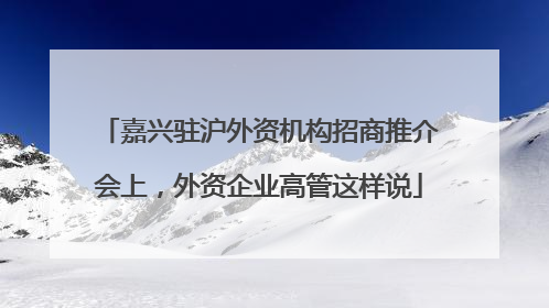 嘉兴驻沪外资机构招商推介会上，外资企业高管这样说