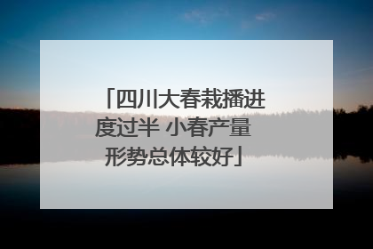 四川大春栽播进度过半 小春产量形势总体较好