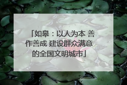 如皋：以人为本 善作善成 建设群众满意的全国文明城市