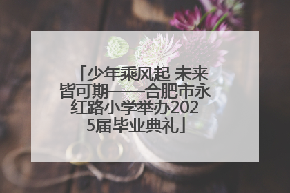 少年乘风起 未来皆可期——合肥市永红路小学举办2025届毕业典礼