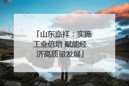 山东嘉祥：实施工业倍增 赋能经济高质量发展
