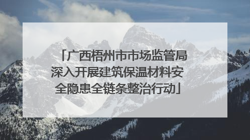广西梧州市市场监管局深入开展建筑保温材料安全隐患全链条整治行动