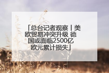 总台记者观察丨美欧贸易冲突升级 德国或面临2500亿欧元累计损失