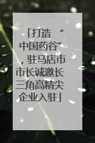 打造 “中国药谷”，驻马店市市长诚邀长三角高精尖企业入驻