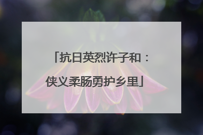 抗日英烈许子和：侠义柔肠勇护乡里