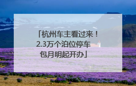 杭州车主看过来！2.3万个泊位停车包月明起开办