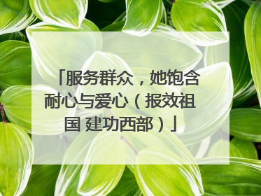 服务群众，她饱含耐心与爱心（报效祖国 建功西部）