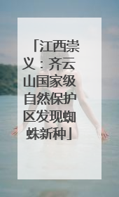 江西崇义：齐云山国家级自然保护区发现蜘蛛新种