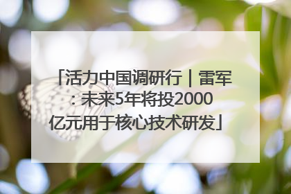 活力中国调研行｜雷军：未来5年将投2000亿元用于核心技术研发