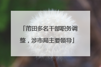 莆田多名干部职务调整，涉市局主要领导