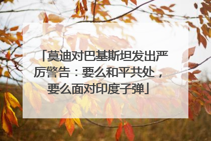 莫迪对巴基斯坦发出严厉警告：要么和平共处，要么面对印度子弹