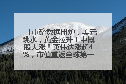重磅数据出炉，美元跳水，黄金拉升！中概股大涨！英伟达涨超4%，市值重返全球第一！黄仁勋计划出售至多600万股股票