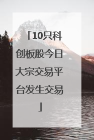 10只科创板股今日大宗交易平台发生交易