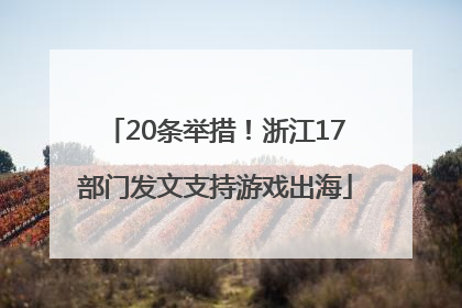 20条举措！浙江17部门发文支持游戏出海