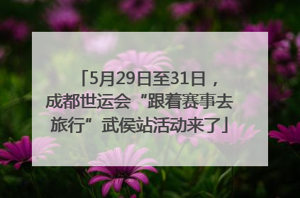 5月29日至31日，成都世运会“跟着赛事去旅行”武侯站活动来了